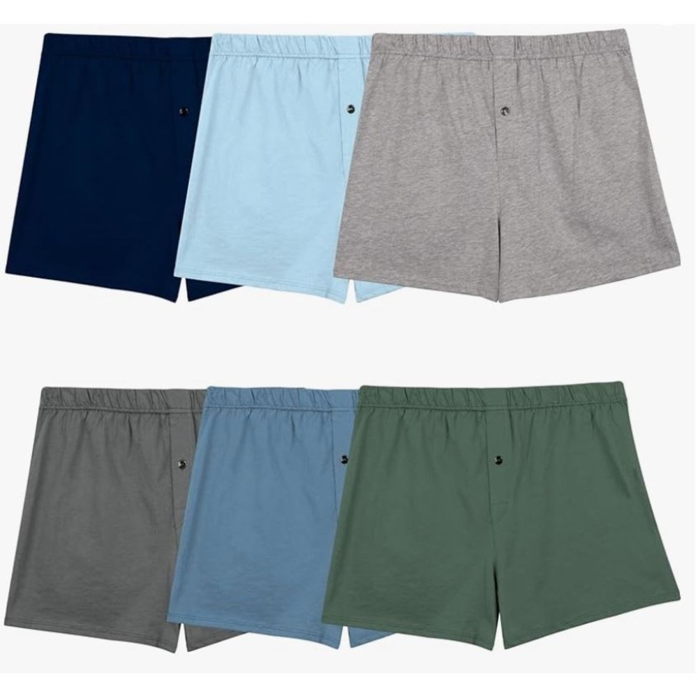 Fruit of the Loom Men's Relaxed Fit Tag Free Knit Boxer Shorts 6 Pack Sz S NWT